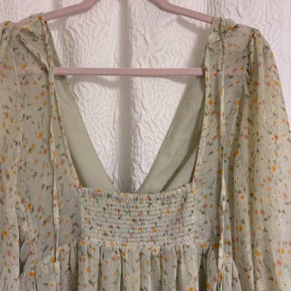 Forever 21 Spring/Summer Green Floral Dress - Size M - Picture 5 of 6